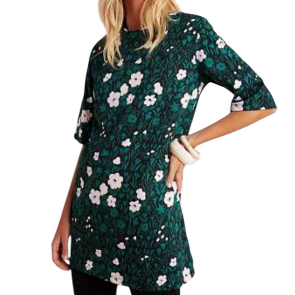 Marimekko Green Floral Tunic with Pink Flowers